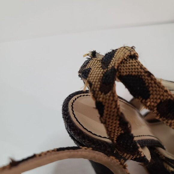 Jerome C. Rousseau Daho Cheetah Woven Platform Heels Size 37.5/ 7.5 - Picture 9 of 11